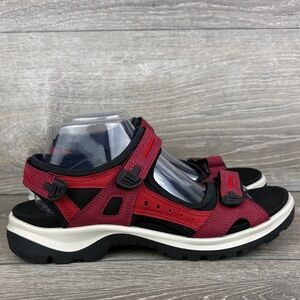 Ecco Yucatan Brick Chili Red Leather Women’s S 12/EU 43 Hook & Loop Sandals